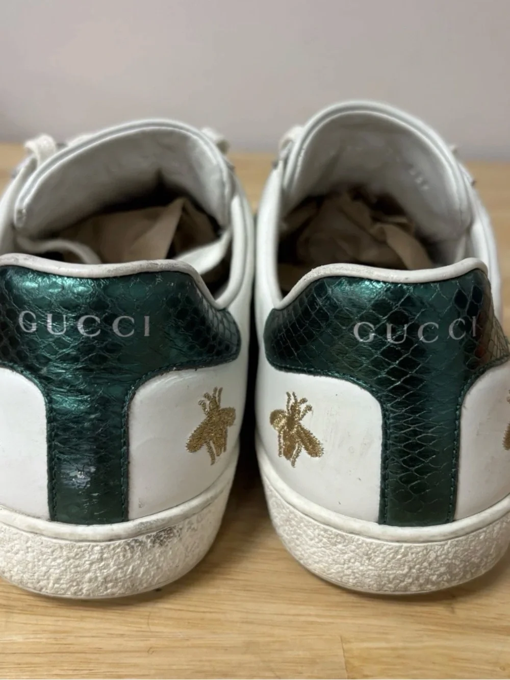 Gucci Men's Ace Bee Embroidered Sneakers, Size 7.5